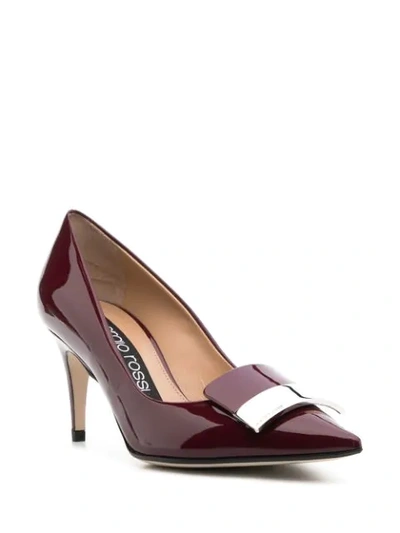 Shop Sergio Rossi Plaque-embellished Pumps In Red