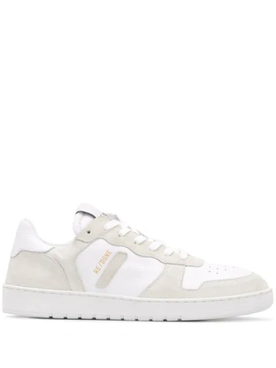 Re/done 80s Basketball Perforated Leather And Suede Sneakers In White