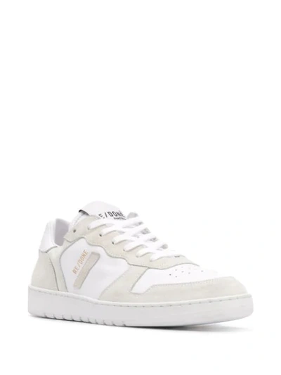 Re/done 80s Basketball Perforated Leather And Suede Sneakers In White