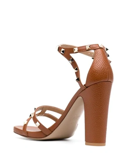 Shop Valentino Rockstud 105mm Sandals In Brown