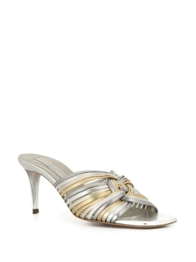 Shop Stella Mccartney Strappy Knot Mules In Silver