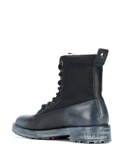 Shop Diesel Lace-up Leather Boots In Black