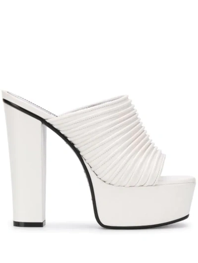 Shop Givenchy Ribbed Platform Mules In White