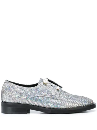 Shop Coliac Fernanda Glitter Derby Shoes In Silver