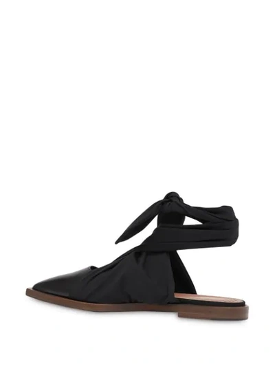 Shop Burberry Scarf Tie Detail Mules In Black