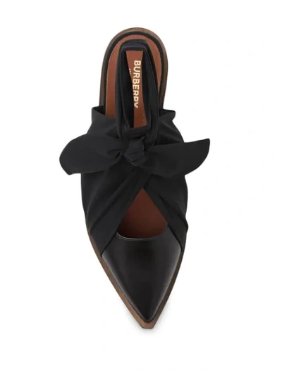 Shop Burberry Scarf Tie Detail Mules In Black