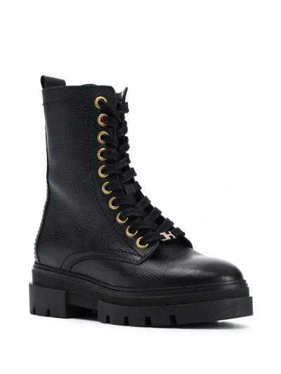 Shop Tommy Hilfiger Chunky Combat Boots In Black