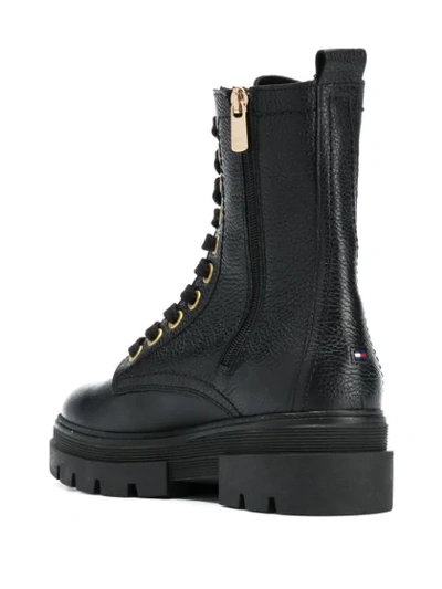 Shop Tommy Hilfiger Chunky Combat Boots In Black