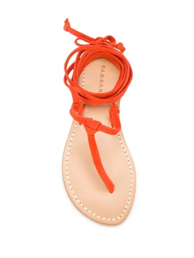 Shop P.a.r.o.s.h Lace-up Thong Sandals In Orange