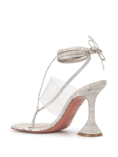 Shop Amina Muaddi Transparent Strap Sandals In Grey