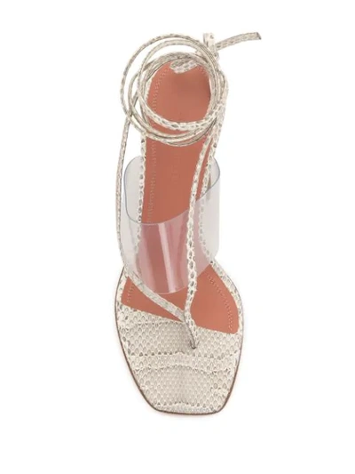 Shop Amina Muaddi Transparent Strap Sandals In Grey