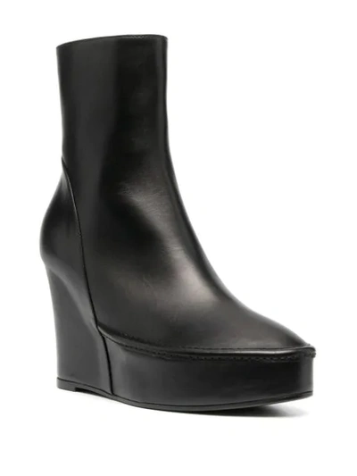 Shop Ann Demeulemeester Wedge Heel Ankle Boots In Black