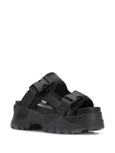 Shop Buffalo Buckled Platform Sandals In Black