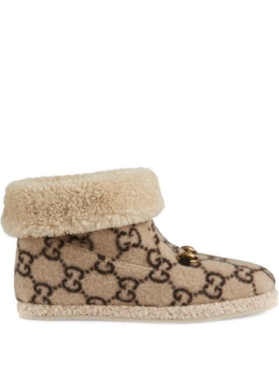 Shop Gucci Double G Ankle Boots In Neutrals