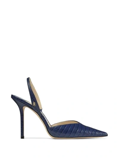 Shop Jimmy Choo Thandi Pointed-toe 100mm Pumps In Blue