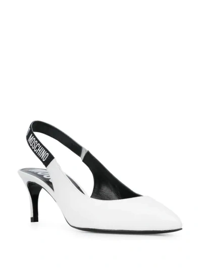 Shop Moschino Logo Elastic Band Pumps In White