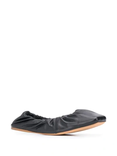 Shop Ganni Leather Ballerina Shoes In Black