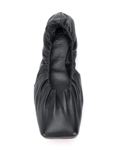 Shop Ganni Leather Ballerina Shoes In Black