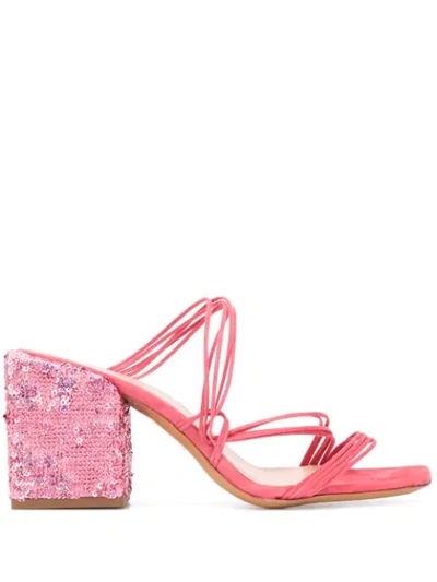 Shop Jacquemus Estello Sequinned Sandals In Pink