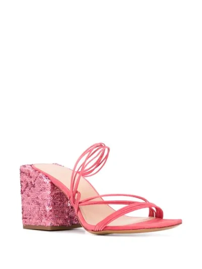 Shop Jacquemus Estello Sequinned Sandals In Pink