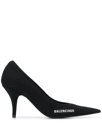 Shop Balenciaga Logo Detail Pointed Toe Pumps In Black