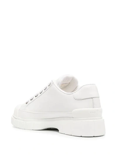 Shop Car Shoe Lace-up Leather Sneakers In White