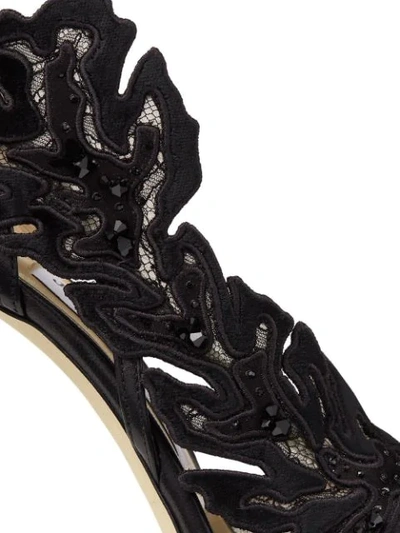 Shop Jimmy Choo Lucele 100mm Lace-embellished Sandals In Black