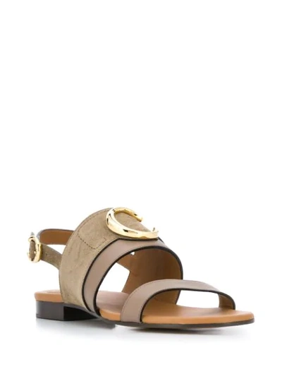 Shop Chloé C Plaque Sandals In Grey