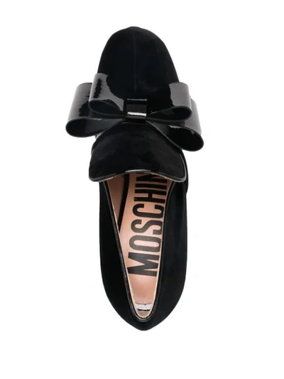 Shop Moschino Bow Detail Platform Pumps In Black