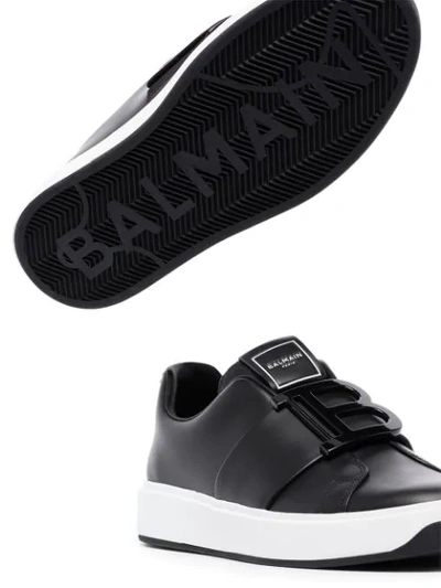 Shop Balmain B Court Leather Sneakers In Black