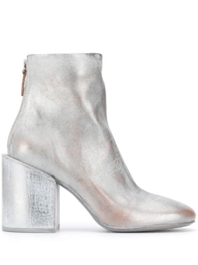 Shop Marsèll Distressed Metallic-effect Ankle Boots In Grey