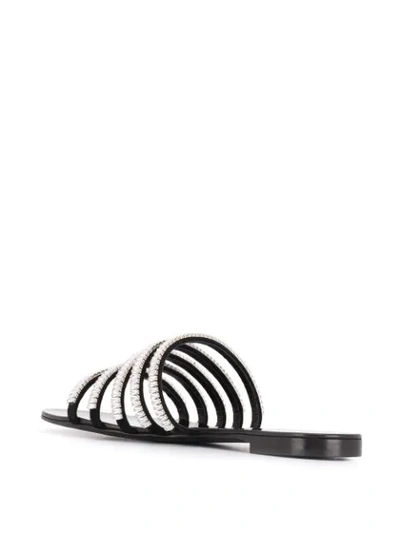 Shop Giuseppe Zanotti Crystal Embellished Strappy Sandals In Black