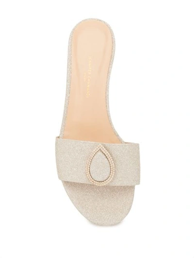 Shop Jennifer Chamandi Andrea Flat Sandals In Silver