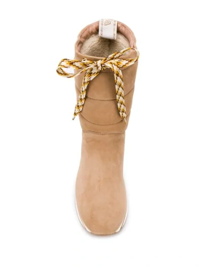 Hogan Shearling Lining Boots In Neutrals