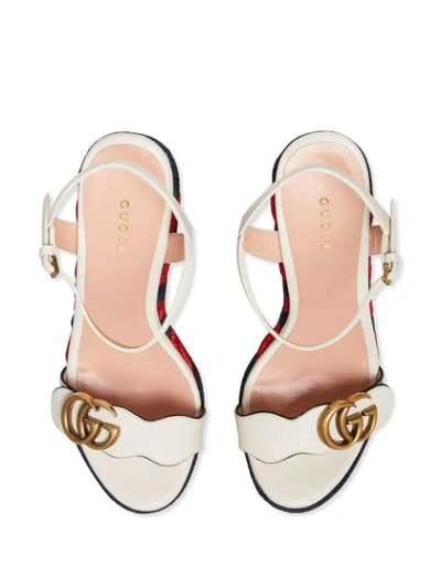 Shop Gucci Double G Espadrille Wedge Sandals In White