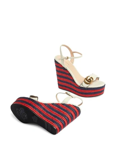 Shop Gucci Double G Espadrille Wedge Sandals In White