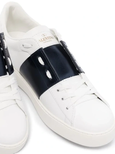 Shop Valentino Open Leather Sneakers In White