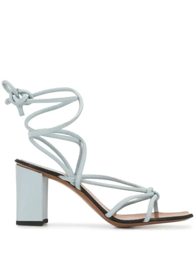 Shop Atp Atelier Andria Leather Tie Sandals In Blue