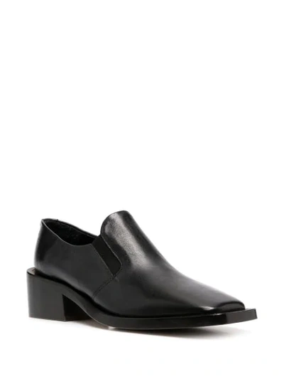 Shop Mm6 Maison Margiela Heeled Square-toe Loafers In Black