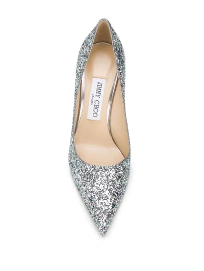 Shop Jimmy Choo Love 85mm Glitter Pumps In Silver