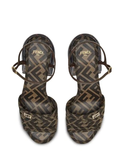 Shop Fendi Promenade Ff Motif Slingback Sandals In Brown