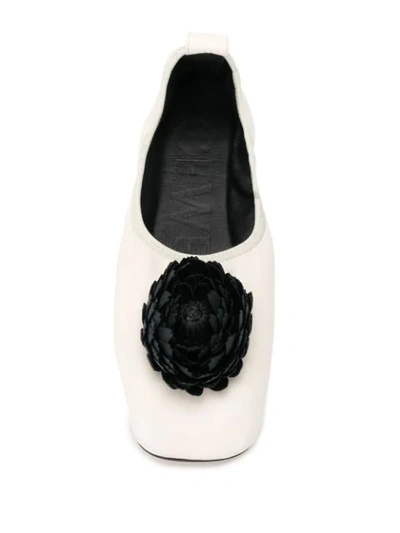 Shop Loewe Pom Pom Ballerina Flats In White