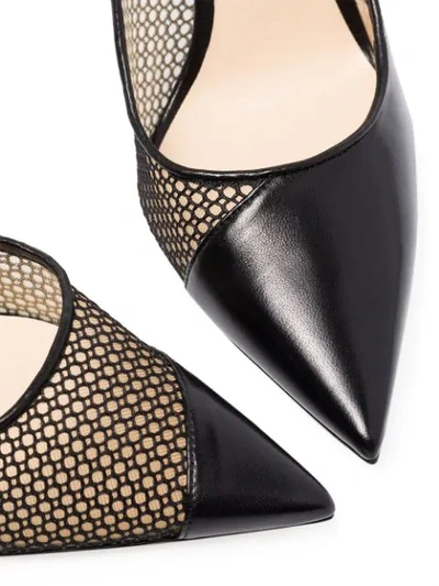 Shop Jimmy Choo Love 100mm Mesh And Leather Pumps In Black
