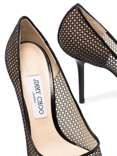 Shop Jimmy Choo Love 100mm Mesh And Leather Pumps In Black