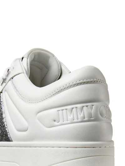 Shop Jimmy Choo Hawaii Glitter-embellished Low-top Sneakers In White