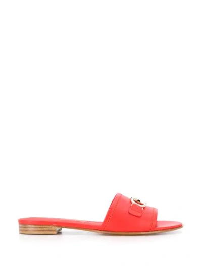 Shop Ferragamo Gancini Slide Sandals In Orange