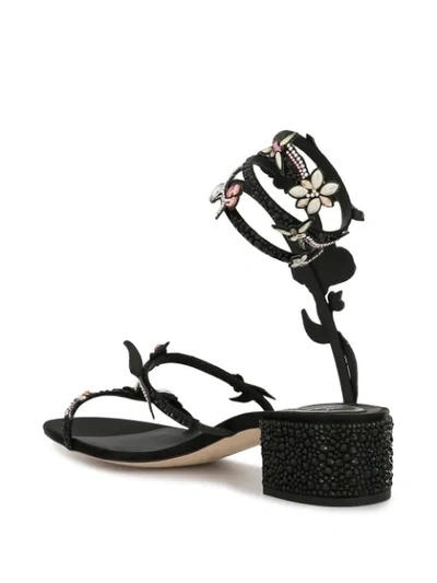 Shop René Caovilla Cleo Rhinestone-embellished Sandals In Black