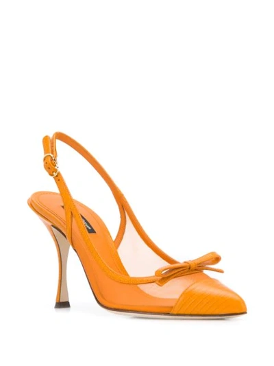 Shop Dolce & Gabbana Bow Detail Mesh Pumps In 8l200 Orange