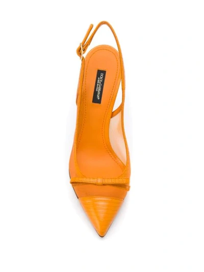 Shop Dolce & Gabbana Bow Detail Mesh Pumps In 8l200 Orange