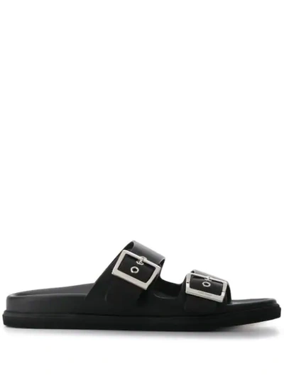 Shop Car Shoe Buckled Flat Slides In Black